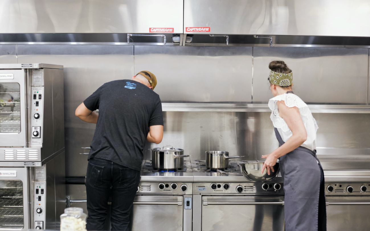 Catapult members working in the kitchen.