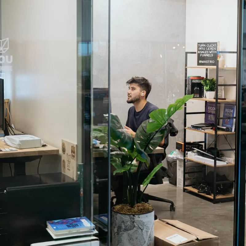 A Catapult workspace incubator member inside a private office.