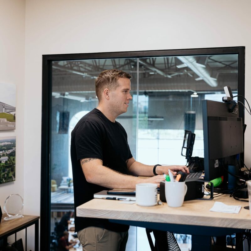 A Catapult workspace incubator member working in a private office.